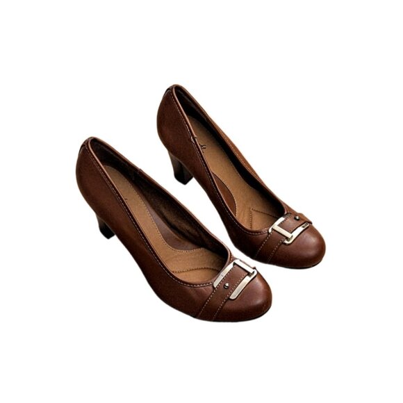 Eurosoft Women's Beatrice Leather 3" Heels Leaf Brown Size 10M New Other - Picture 1 of 11